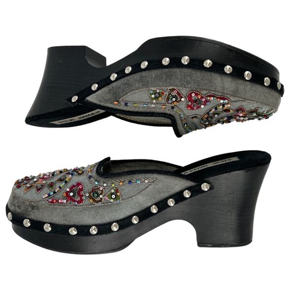 Steve Madden Firey Beaded Wooden Studded Slip On Clogs Western Boho Chic Size 7 - Picture 11 of 16